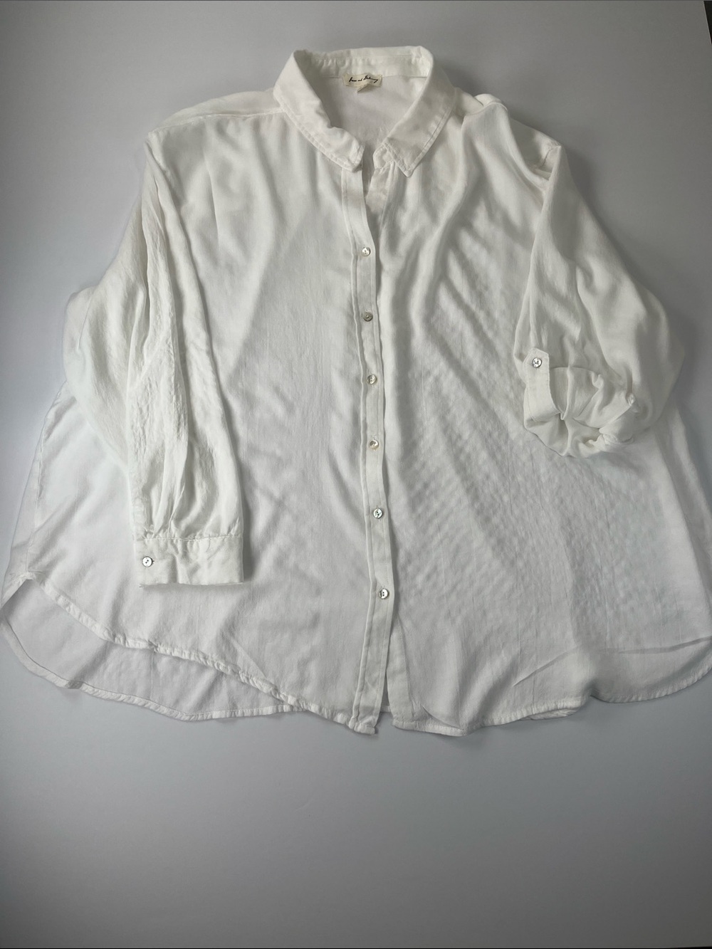 Jane and Delancey White Lightweight Button-Down Shirt Sz 3X